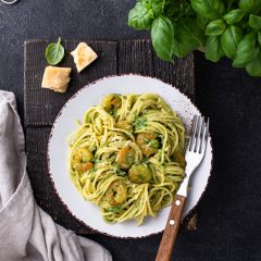 Delicious Italian pasta with spinach